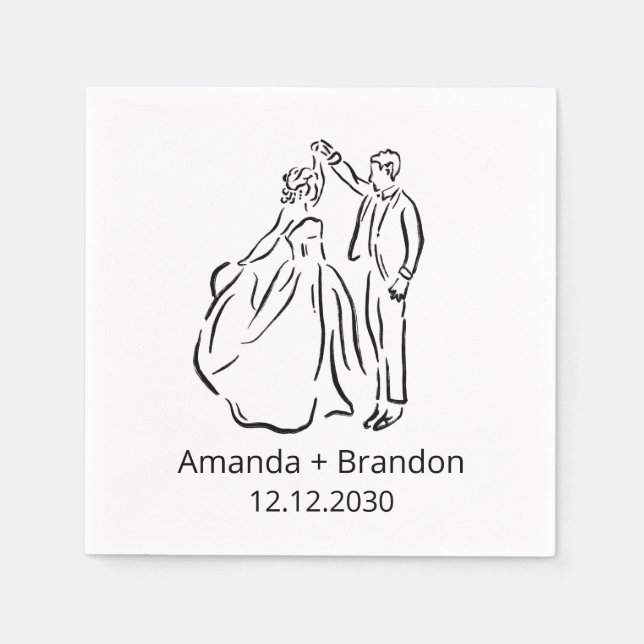 Servilleta De Papel Boda bailarín Hand Drake Bride Groom (Anverso)