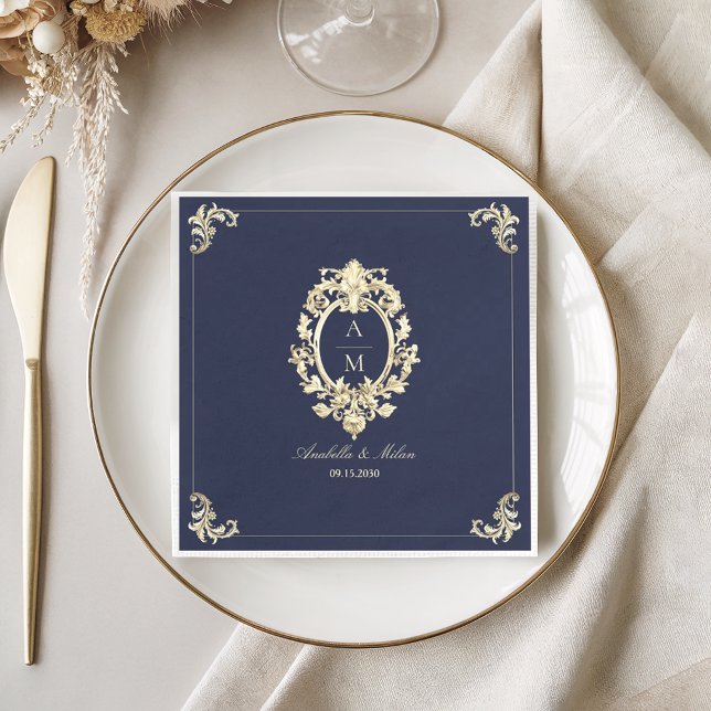 Servilleta De Papel Boda Barroca Azul Marino (Subido por el creador)