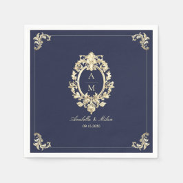 Servilleta De Papel Boda barroco de la Marina Blue Gold
