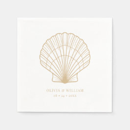 Servilleta De Papel Boda beige de arena de Seashell Beach