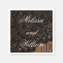 Servilleta De Papel Boda Black Faux Lace