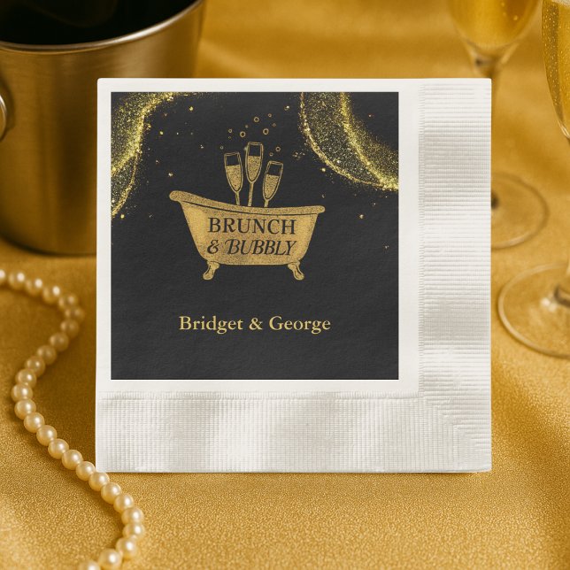 Servilleta De Papel Boda Black Gold Brunch y Bubbly (Subido por el creador)