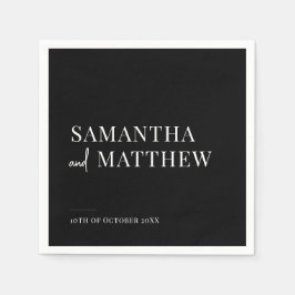 Servilleta De Papel Boda Black Modern Couple Names