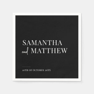 Servilleta De Papel Boda Black Modern Couple Names