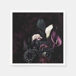 Servilleta De Papel Boda Blanca Floral Romántica Oscura y Melancólica