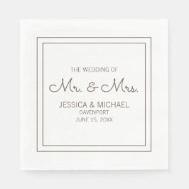 Servilleta De Papel Boda Blanca Moderno Elegante Chic