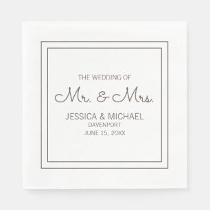 Servilleta De Papel Boda Blanca Moderno Elegante Chic