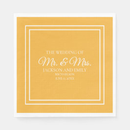 Servilleta De Papel Boda blanco amarillo mostaza de tono jewel moderno