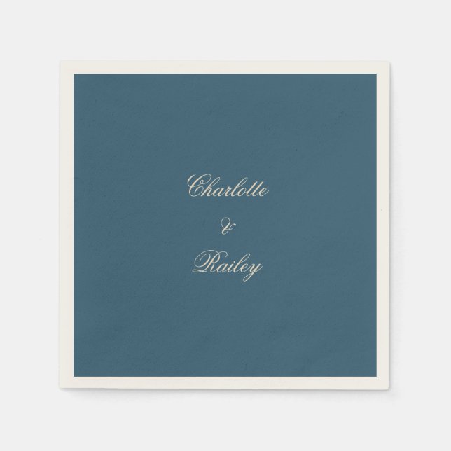 Servilleta De Papel Boda blanco de la Marina (Anverso)