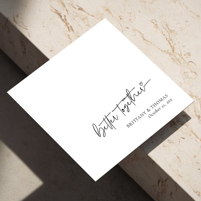 Servilleta De Papel Boda blanco "Mejor Juntos" negro personalizado (Personalized Black 'Better Together' White Wedding Napkins)