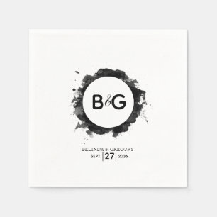 Servilleta De Papel Boda blanco negro simple
