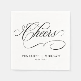 Servilleta De Papel Boda blanco y negro atemporal de caligrafía modern