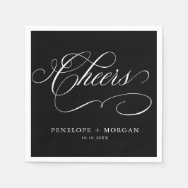Servilleta De Papel Boda blanco y negro atemporal de caligrafía modern