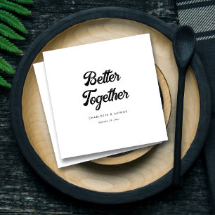 Servilleta De Papel Boda blanco y negro de escritura moderna personali