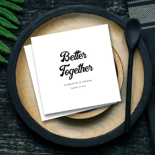 Servilleta De Papel Boda blanco y negro de escritura moderna personali (Personalized Modern Script Black & White Wedding Napkins)