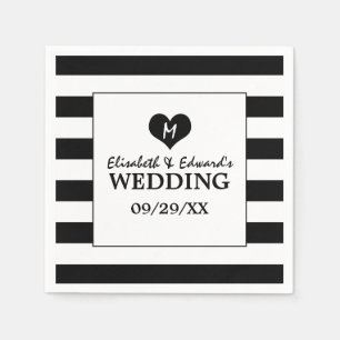 Servilleta De Papel Boda blanco y negro de Moda moderna