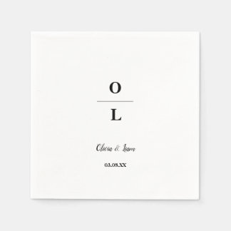 Servilleta De Papel Boda blanco y negro mínimo y Moda