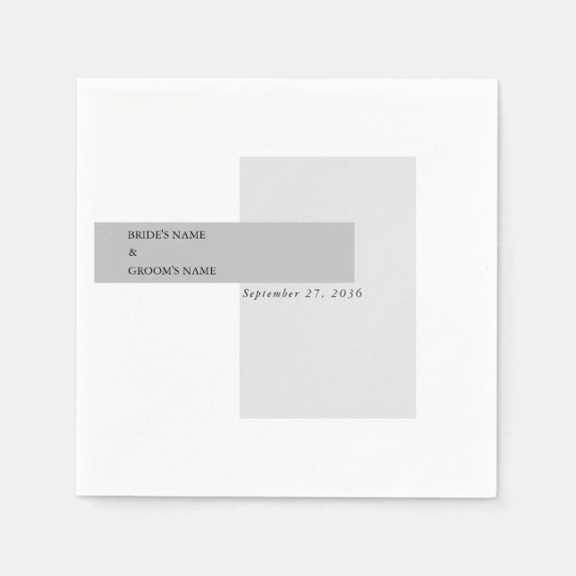 Servilleta De Papel Boda blanco y negro moderno (Anverso)