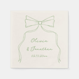 Servilleta De Papel Boda blanco y verde dibujado a mano