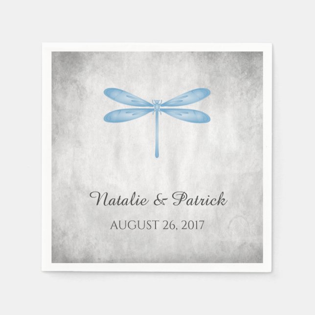 Servilleta De Papel Boda Blue Dragonfly Papel Napkins (Anverso)