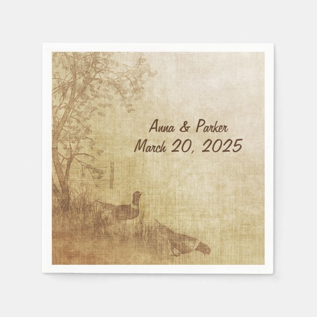 Servilleta De Papel boda boda-otoño con faisanes (Anverso)