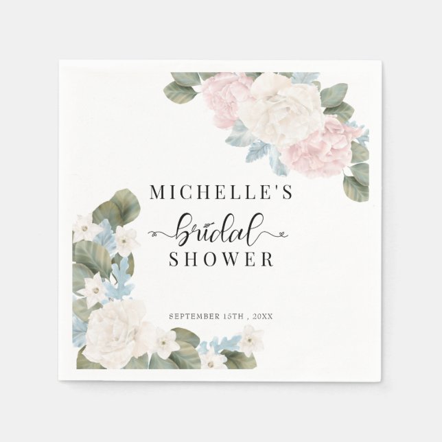 Servilleta De Papel Boda Bohemio de Flores de Invierno  (Anverso)