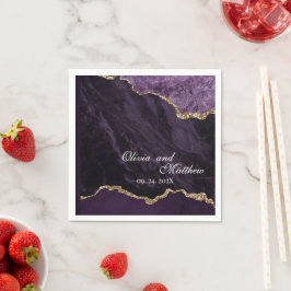 Servilleta De Papel Boda Boho Agate Purple and Gold