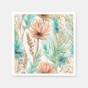 Servilleta De Papel Boda Boho Beach Floral Blue Peach