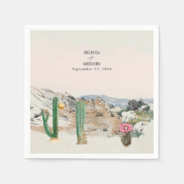 Servilleta De Papel Boda Boho de Cactus del Desierto con Acuarela