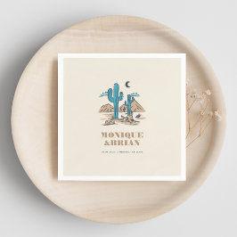 Servilleta De Papel Boda Boho Desierto Cactus Retro Phoenix Arizona