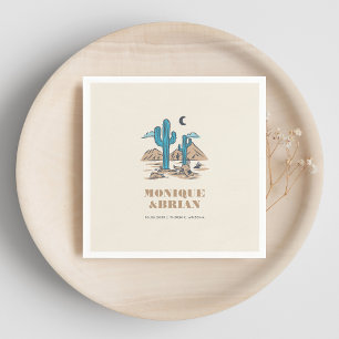 Servilleta De Papel Boda Boho Desierto Cactus Retro Phoenix Arizona