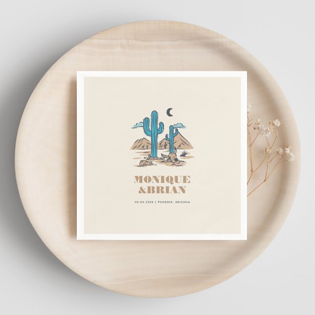 Servilleta De Papel Boda Boho Desierto Cactus Retro Phoenix Arizona (Subido por el creador)