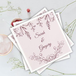 Servilleta De Papel Boda Boho Floral Ruby Wine