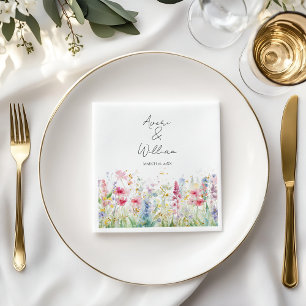 Servilleta De Papel Boda Boho moderno de acuarela de flores de jardín
