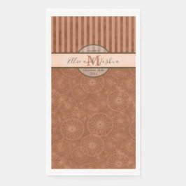 Servilleta De Papel Boda Boho Naranja & Marrón Franja Geométrica