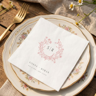 Servilleta De Papel Boda Boho Ornata Monograma Rosa Rubor