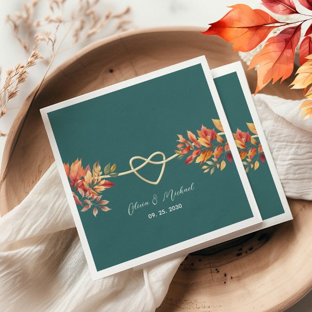 Servilleta De Papel Boda Boho Otoño Verde Teal (Subido por el creador)