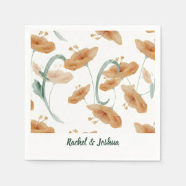 Servilleta De Papel Boda Boho Peach Wildflower y Verde Salvia