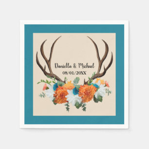 Servilleta De Papel Boda BOHO Rústico Floral Antlers
