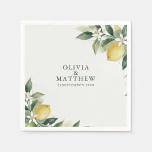 Servilleta De Papel Boda Botánica de Limón Verde Acuarela Citrus