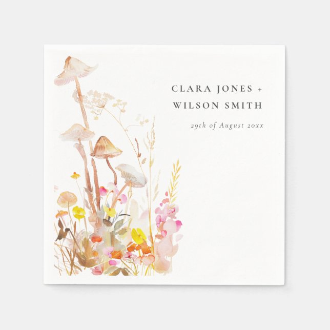 Servilleta De Papel Boda Botánica de Otoño Chic Wildflower (Anverso)