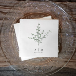 Servilleta De Papel Boda Botánica de Rama Simple Moderna