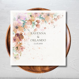 Servilleta De Papel Boda Botánica Floral de Romance en Tonos Terrosos