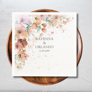 Servilleta De Papel Boda Botánica Floral de Romance en Tonos Terrosos