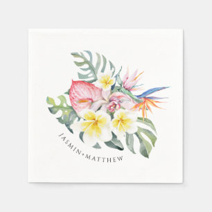 Servilleta De Papel Boda botánica floral tropical colorida