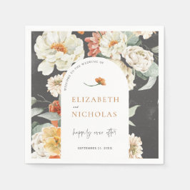 Servilleta De Papel Boda Botánica Floral Verde Boho Oscura