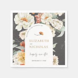 Servilleta De Papel Boda Botánica Floral Verde Boho Oscura