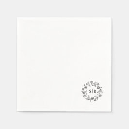 Servilleta De Papel Boda Botánica negro blanco