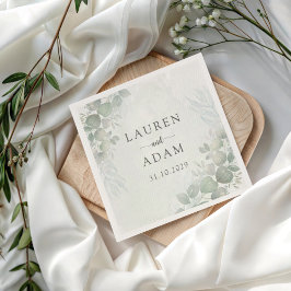 Servilleta De Papel Boda Botánica Verde Boho Eucalipto