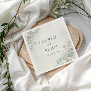 Servilleta De Papel Boda Botánica Verde Boho Eucalipto